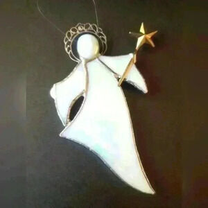 Christmas 🎄 white stained  glass angel